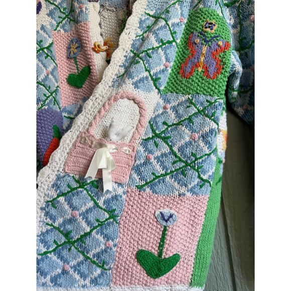 Rare Vintage 1993 Eagle's Eye Easter Spring Embroidered Cardigan, Small - Picture 5 of 9